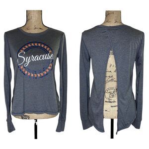 Syracuse University Shirt Womens Sz M Split Open Back Thumb Holes Athleisure
